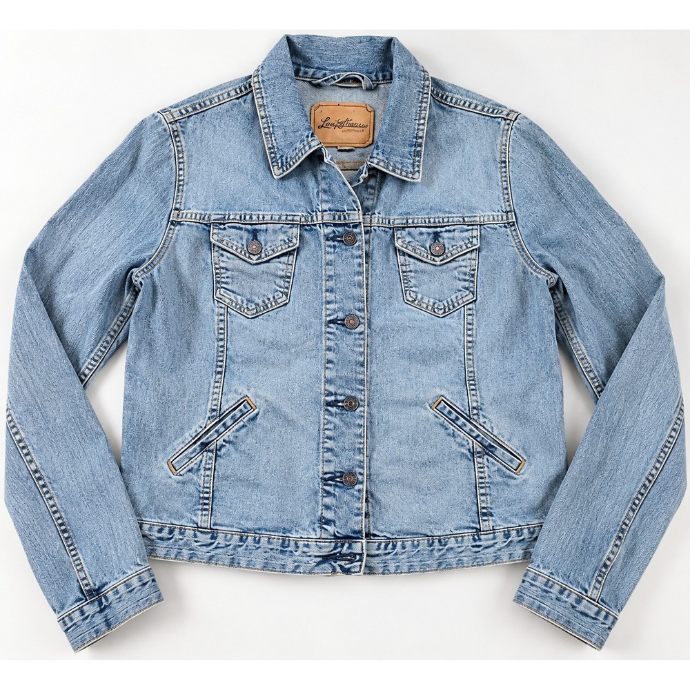 Levi Strauss Signature Women's Denim Jacket L 12/14 Light Wash Stretch 4 Pocket